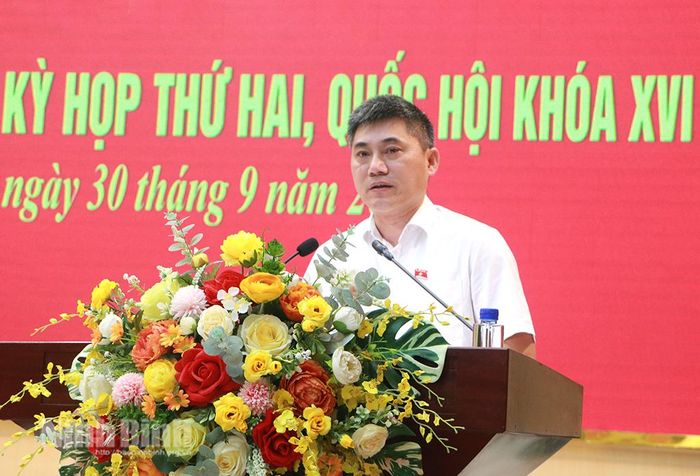Đồng chí Trưởng Ban Văn hóa -Xã hội HĐND tỉnh Phạm Anh Tuấn thông tin dự kiến nội dung chương trình Kỳ họp thứ Hai, Quốc hội khóa XVI. Ảnh: Phùng Thống