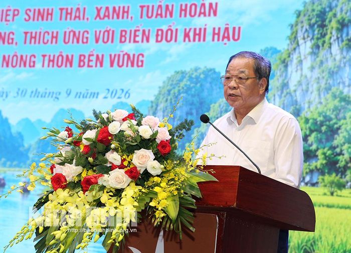 Tiến sỹ Hà Phúc Mịch, Chủ tịch Hội Hữu cơ Việt Nam phát biểu tại Hội thảo.