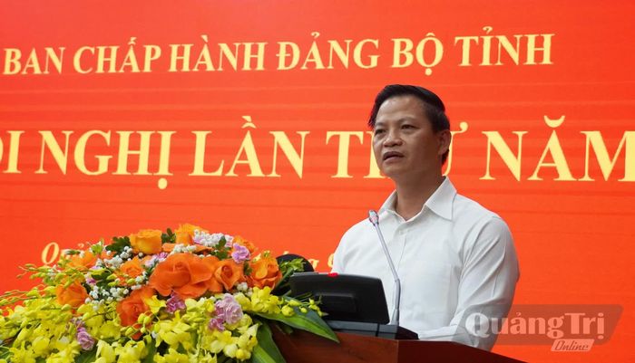 Đồng chí Vương Quốc Tuấn, Bí thư Tỉnh ủy phát biểu kết luận tại hội nghị - Ảnh: X.P