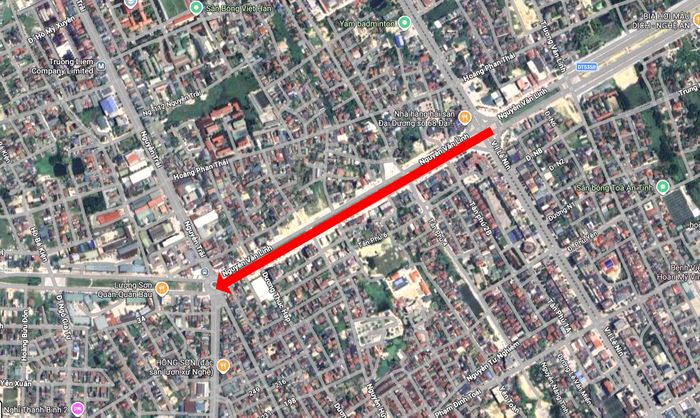 Đoạn đường bị cấm để phục vụ thực binh (Ảnh Google Maps).