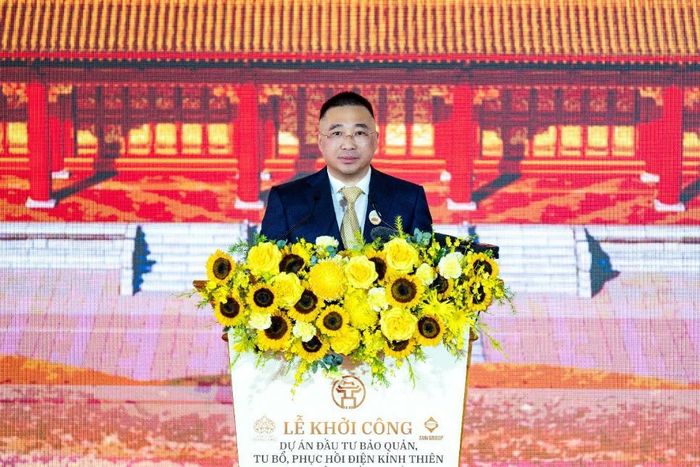 Ông Trần Minh Sơn -Thành viên Hội đồng sáng lập, Phó Chủ tịch Thường trực Hội đồng quản trị Tập đoàn Sun Group chia sẻ tại lễ khởi công.