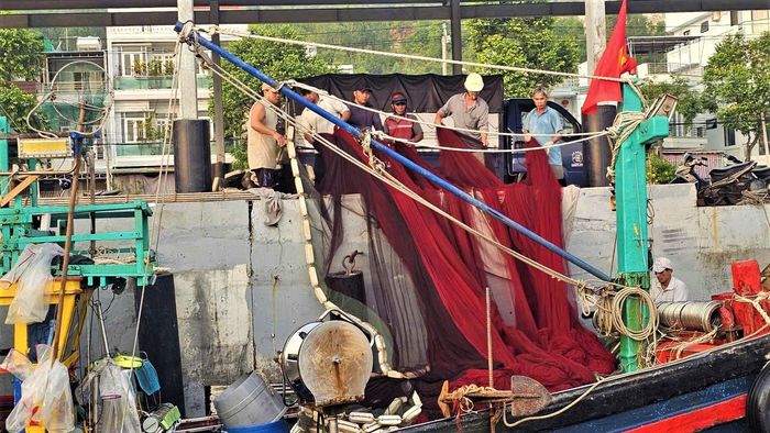 Ngư dân cảng Hòn Rớ chuẩn bị ngư lưới cụ vươn khơi đánh bắt thuỷ hải sản.
