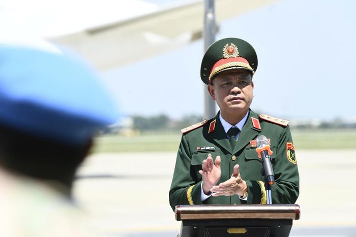 Thứ trưởng Bộ Quốc phòng, Thượng tướng Nguyễn Trường Thắng, phát biểu tại Lễ đón