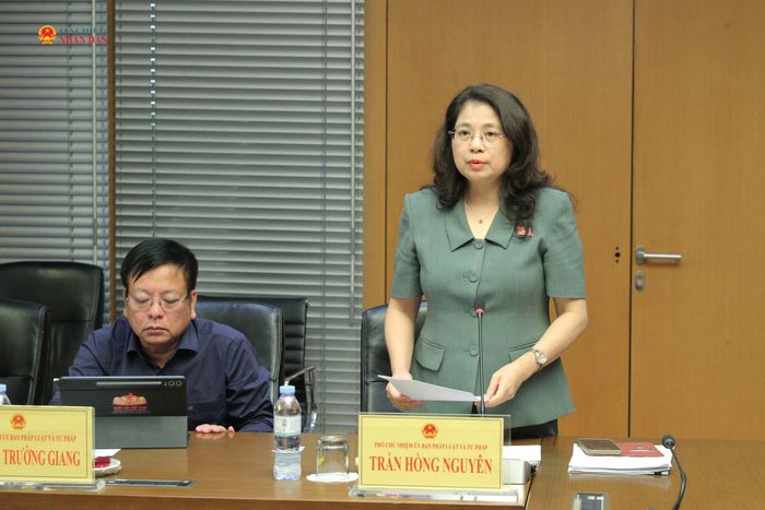 Phó Chủ nhiệm Ủy ban Pháp luật và Tư pháp Trần Hồng Nguyên phát biểu tại phiên họp