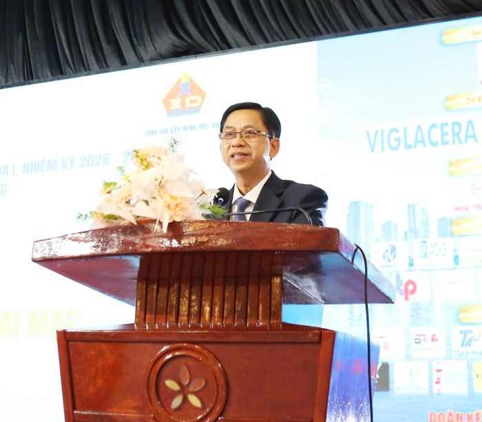 Ông Lê Thành Phiêu, Chủ tịch Hội Xây dựng TP. Cần Thơ, phát biểu tại sự kiện. (Ảnh: Trần Lân)