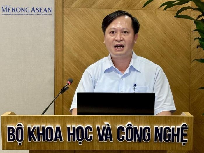 Ông Nguyễn Mai Dương, Cục trưởng Cục Đổi mới sáng tạo phát biểu tại buổi họp báo thường kỳ tháng 9 của Bộ Khoa học và Công nghệ. Ảnh: Hà Anh/Mekong ASEAN.