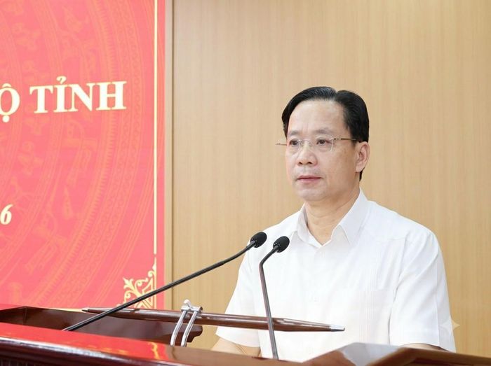 Bí thư Tỉnh ủy Sơn La Hoàng Văn Nghiệm phát biểu tại hội nghị