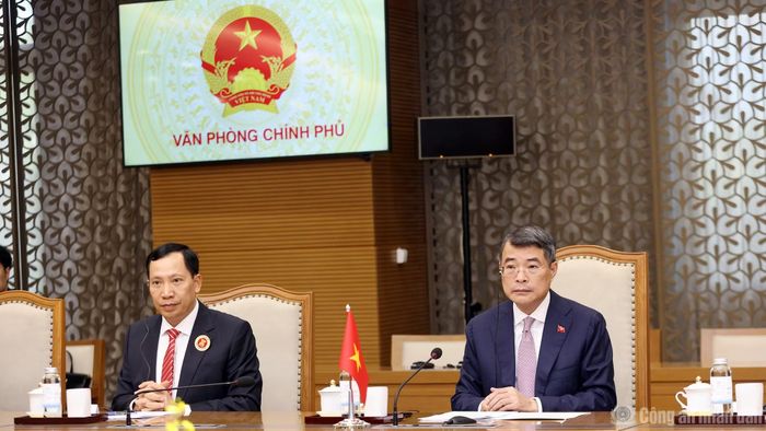 Thủ tướng Chính phủ Lê Minh Hưng và Thứ trưởng Lê Văn Tuyến tại buổi tiếp.