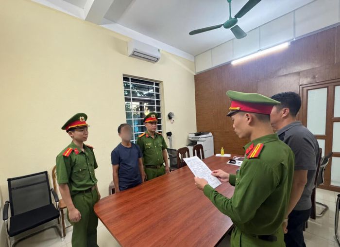 Đối tượng T.V.C tại cơ quan điều tra. (Ảnh: Công an tỉnh Phú Thọ)