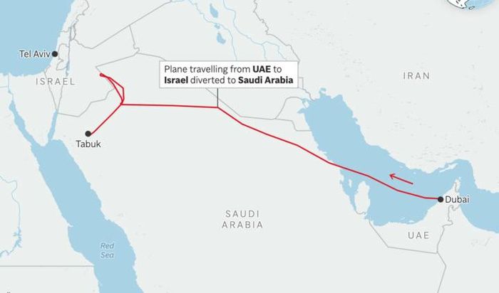  Lộ trình từ UAE tới Israel của chiếc máy bay.