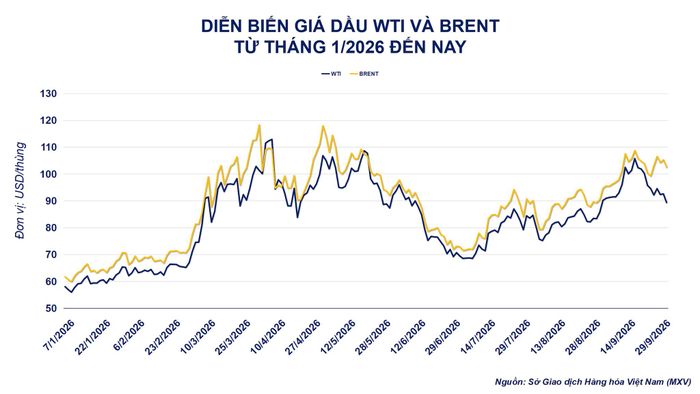 Diễn biến giá dầu từ tháng 1 đến nay. Nguồn: MXV