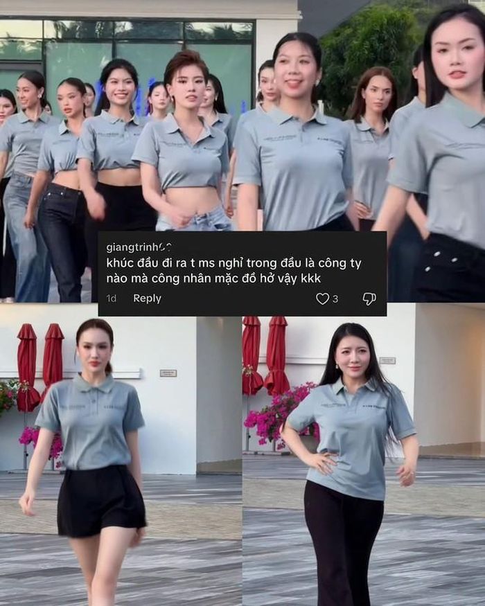 Nhiều ý kiến còn thẳng thắn cho rằng thiết kế này gợi liên tưởng đến đồng phục đi làm hơn là trang phục dành cho thí sinh thi Hoa hậu.