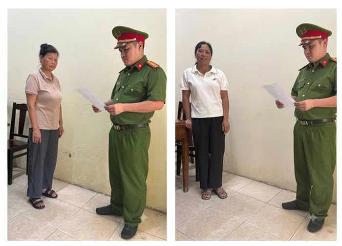 Cơ quan Cảnh sát điều tra công bố quyết định tố tụng đối với bị can Phạm Thị Tâm và Trần Thị Minh Luyện. Ảnh: CACC
