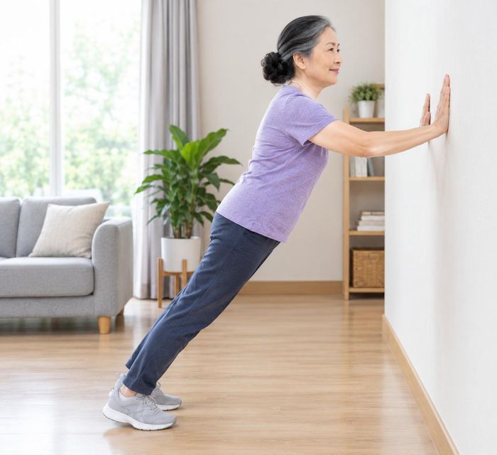 Bài tập chống đẩy tường giúp duy trì sức mạnh cơ vùng ngực, vai và tay. Ảnh: AI.