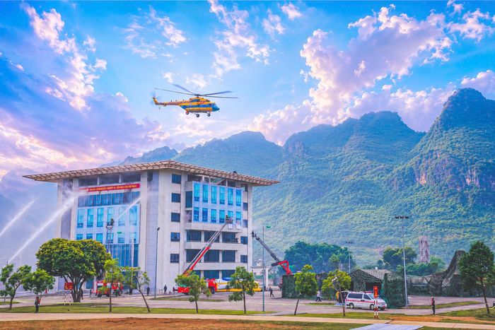 Giữa tháng 6/2026, tại Bệnh viện Trung ương Quân đội 108 đã diễn ra cuộc diễn tập với các tình huống giả định gồm cháy, rò rỉ phóng xạ, hóa chất độc hại, sập đổ công trình,... (Ảnh Bệnh viện Trung ương Quân đội 108)