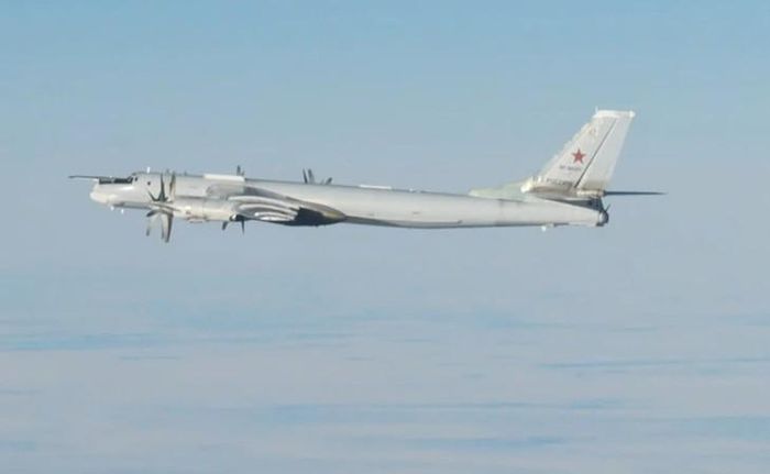 Máy bay ném bom Tu-95 của Nga trên biển Bering, ngày 18/2/2025. (Ảnh: Bộ Quốc phòng Mỹ)