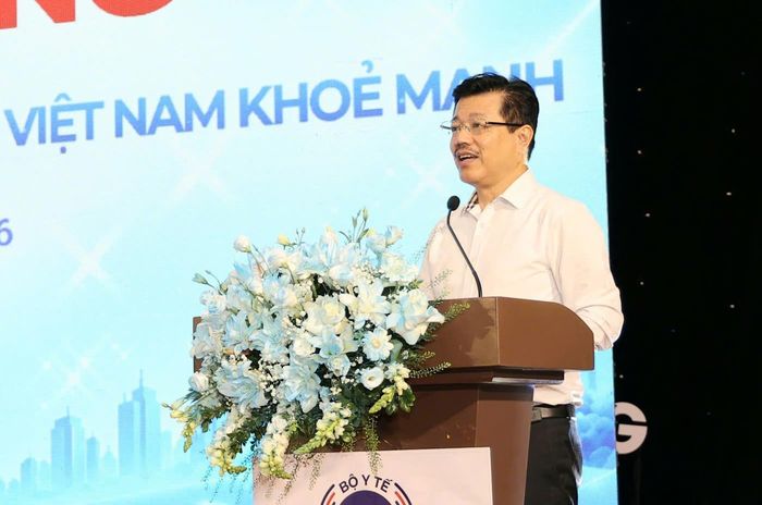Ông Vũ Mạnh Cường, Giám đốc Trung tâm Truyền thông - Giáo dục Sức khỏe Trung ương, Trưởng Ban Tổ chức, Trưởng Ban Giám khảo Vòng Chung khảo phát biểu. Ảnh: Trần Minh
