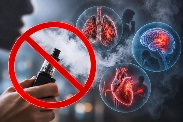 Nhiều hệ lụy nghiêm trọng với sức khỏe khi dùng thuốc lá điện tử. Ảnh minh họa.