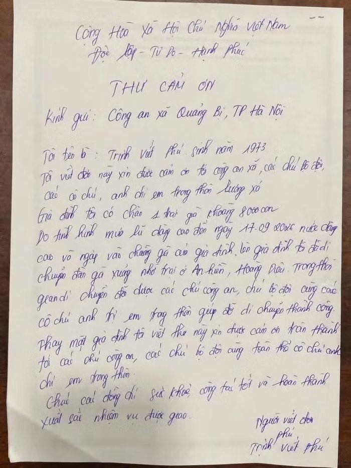 Những lá thư cảm ơn nặng trĩu ân tình