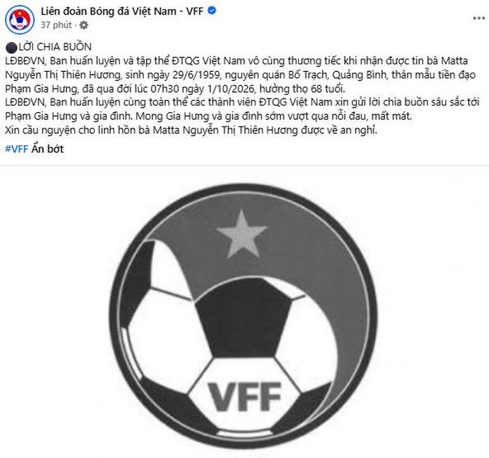 Bài viết trên trang VFF.