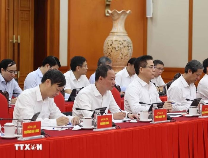 Các đại biểu tham dự cuộc làm việc. Ảnh: Thống Nhất/TTXVN.