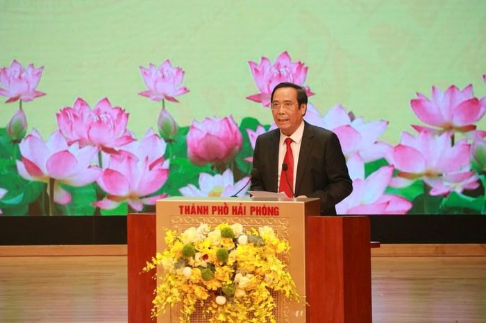 Chủ tịch Hội Người cao tuổi Việt Nam Nguyễn Thanh Bình phát biểu tại sự kiện