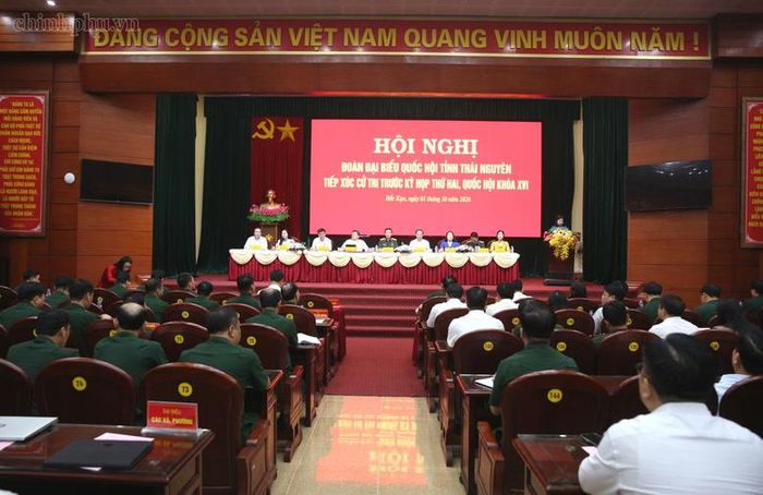 Hội nghị Đoàn đại biểu Quốc hội tỉnh Thái Nguyên tiếp xúc cử tri - Ảnh: chinhphu.vn/Nguyễn Hoàng