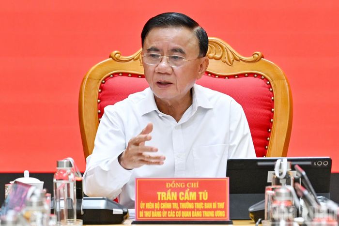 Thường trực Ban Bí thư Trần Cẩm Tú phát biểu tại Hội nghị Ban Thường vụ Đảng ủy các cơ quan Đảng Trung ương.