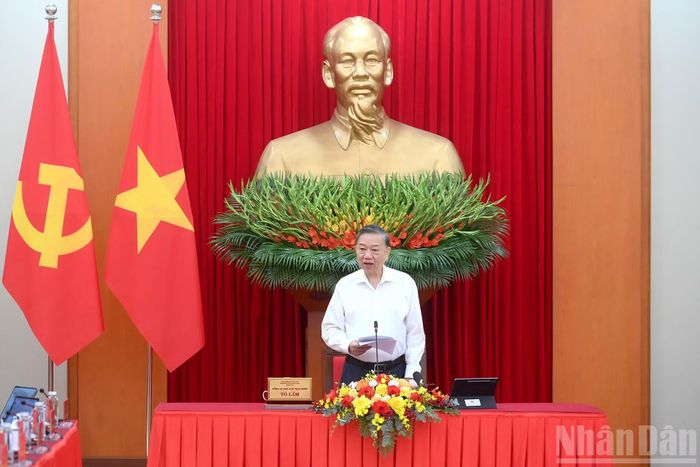 Tổng Bí thư, Chủ tịch nước Tô Lâm phát biểu tại cuộc làm việc.