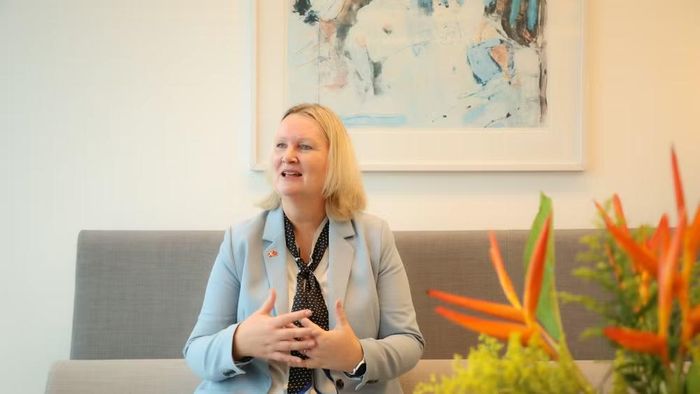 Bà Lina Gandløse Hansen, Đại sứ Đan Mạch tại Việt Nam. (Ảnh: HẢI HÀ)
