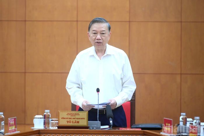 Tổng Bí thư, Chủ tịch nước Tô Lâm phát biểu chỉ đạo tại cuộc làm việc với Ban Tuyên giáo Trung ương.