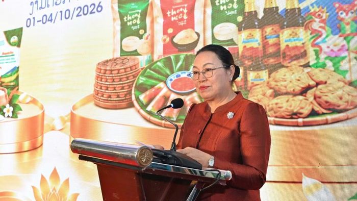 Đại sứ đặc mệnh toàn quyền nước Cộng hòa Dân chủ Nhân dân Lào tại Việt Nam Khamphao Ernthavanh phát biểu ý kiến tại sự kiện. (Ảnh: BT)