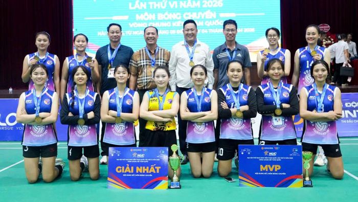 Trường đại học Thể dục Thể thao Đà Nẵng vô địch nội dung bóng chuyền nữ Đại hội Thể thao sinh viên toàn quốc 2026. (Ảnh: BTC)