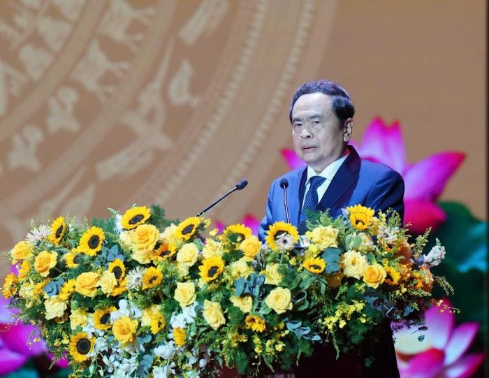 Ủy viên Bộ Chính trị, Chủ tịch Quốc hội Trần Thanh Mẫn phát biểu tại Lễ kỷ niệm.
