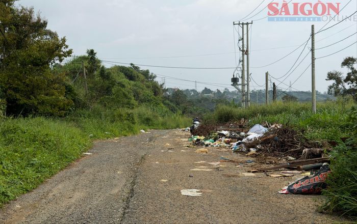  Nhiều đoạn người dân đưa rác thải ra tập kết ngay trên mặt đường tránh. Ảnh: ĐOÀN KIÊN 