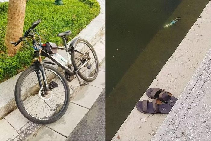 Xe đạp và dép nạn nhân được phát hiện trên bờ hồ.