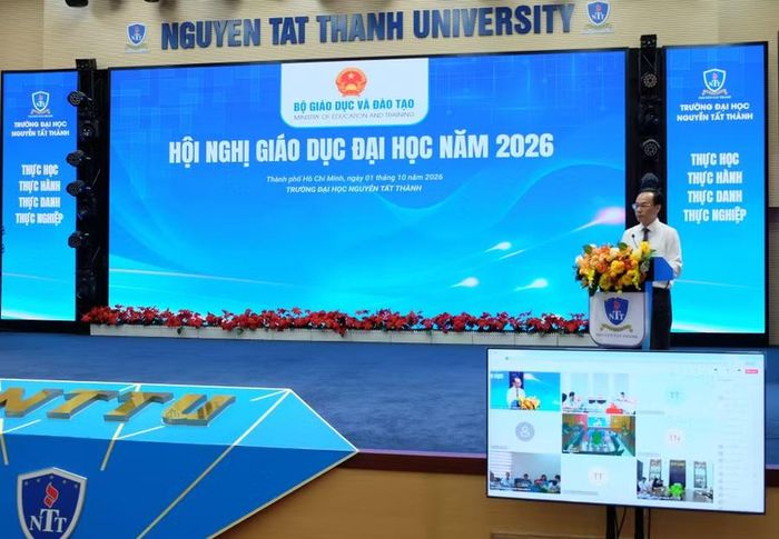 Bộ trưởng Bộ GD&ĐT Hoàng Minh Sơn phát biểu tại Hội nghị Giáo dục đại học năm 2026. Ảnh: M.Tùng.