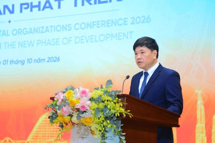 Phó Chủ tịch UBND thành phố Hải Phòng Hoàng Minh Cường phát biểu tại Hội nghị. (Ảnh: Trung Anh)
