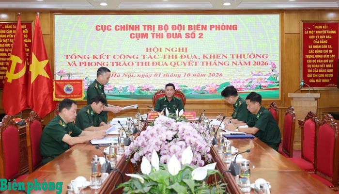 Quang cảnh Hội nghị tổng kết công tác thi đua, khen thưởng và phong trào Thi đua Quyết thắng năm 2026 của Cụm thi đua số 2, Cục Chính trị Bộ đội Biên phòng. Ảnh: Tuấn Kiệt