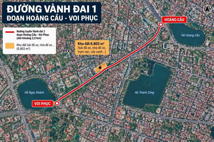 Vị trí dự án xây dựng bãi đỗ xe - nhà để xe, cây xanh, vườn hoa trên bản đồ (Ảnh được tạo bởi AI)