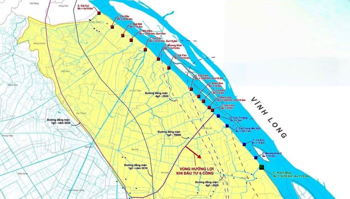 Khi hoàn thành 2 giai đoạn, dự án trên sẽ hình thành 12 cống dọc sông Hậu trên địa bàn TP. Cần Thơ. Dự kiến, sau năm 2030, Cần Thơ đầu tư thêm 5 cống phía thượng nguồn. Mục tiêu đến năm 2035, dọc bờ Nam sông Hậu qua Cần Thơ có 17 cống kiểm soát, điều tiết nguồn nước từ Rạch Mọp đến Cái Cui.