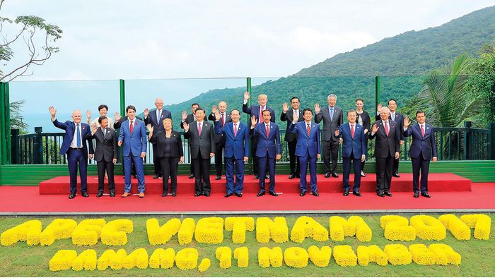 Lãnh đạo 21 nền kinh tế tham dự Hội nghị các nhà lãnh đạo kinh tế APEC lần thứ 25 tổ chức tại Đà Nẵng hồi năm 2017. Ảnh: PV