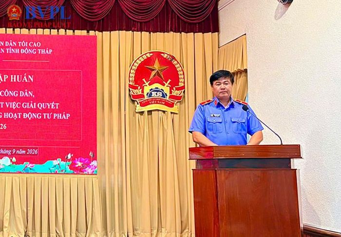 Đồng chí Phạm Thanh Từng - Viện trưởng VKSND tỉnh Đồng Tháp phát biểu chỉ đạo tại hội nghị.