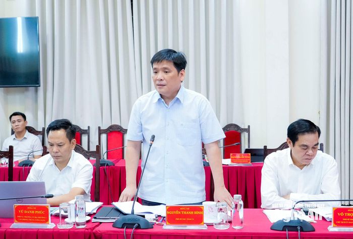 Phó Bí thư Tỉnh uỷ Nguyễn Thanh Bình phát biểu tại phiên họp. Ảnh: Phạm Bằng