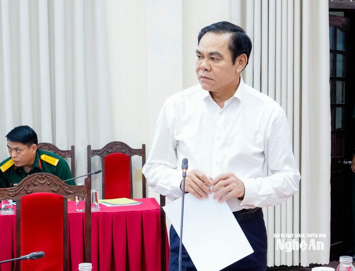 Đồng chí Võ Trọng Hải - Phó Bí thư Tỉnh ủy, Chủ tịch UBND tỉnh phát biểu tại hội nghị. Ảnh: Phạm Bằng