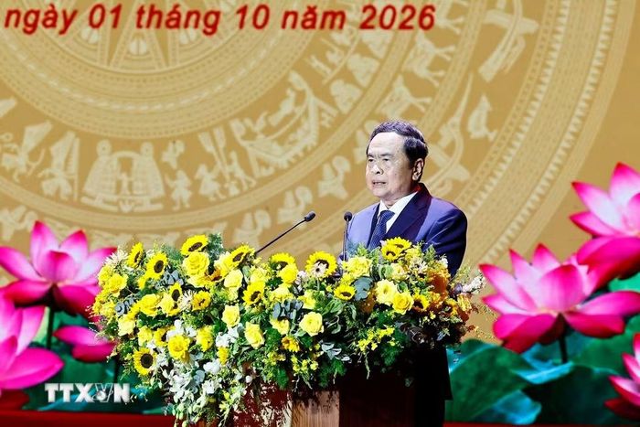 Chủ tịch Quốc hội Trần Thanh Mẫn phát biểu. (Ảnh: Doãn Tấn/TTXVN)