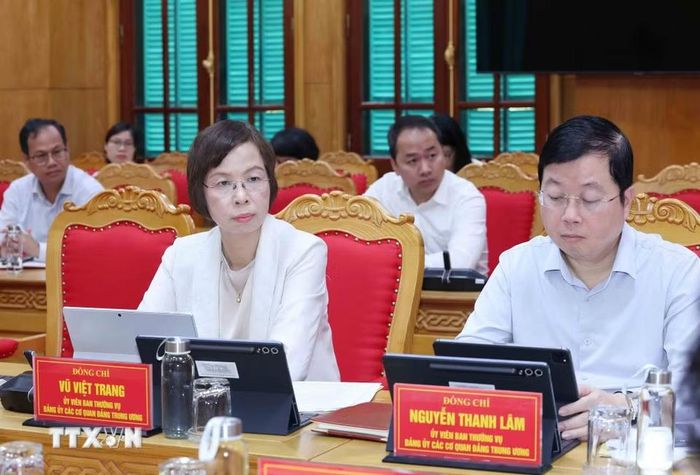 Các đồng chí Ủy viên Ban Thường vụ Đảng ủy các cơ quan Đảng Trung ương tham dự hội nghị. (Ảnh: Phương Hoa/TTXVN)