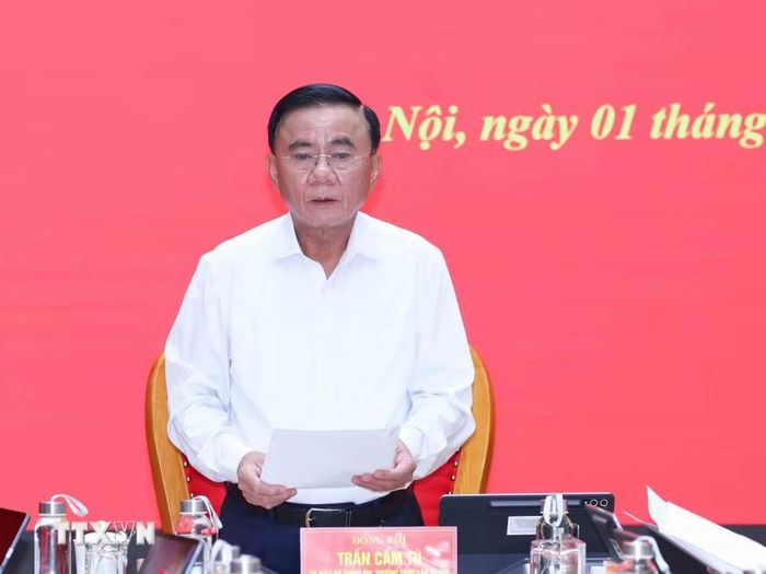 Thường trực Ban Bí thư Trần Cẩm Tú phát biểu chỉ đạo hội nghị. (Ảnh: Phương Hoa/TTXVN)
