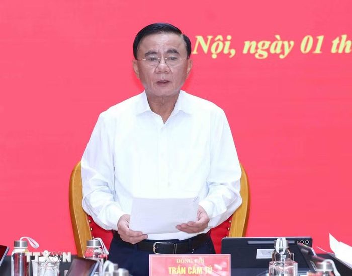 Thường trực Ban Bí thư Trần Cẩm Tú phát biểu chỉ đạo hội nghị. (Ảnh: Phương Hoa/TTXVN)
