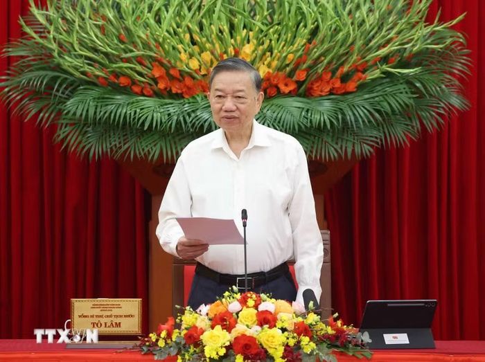Tổng Bí thư, Chủ tịch nước Tô Lâm phát biểu chỉ đạo. (Ảnh: Thống Nhất/TTXVN)